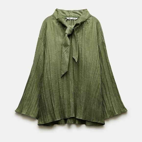 Zara Linen Blend Co-Ord Set New ZW Collection Green - Picture 8 of 8